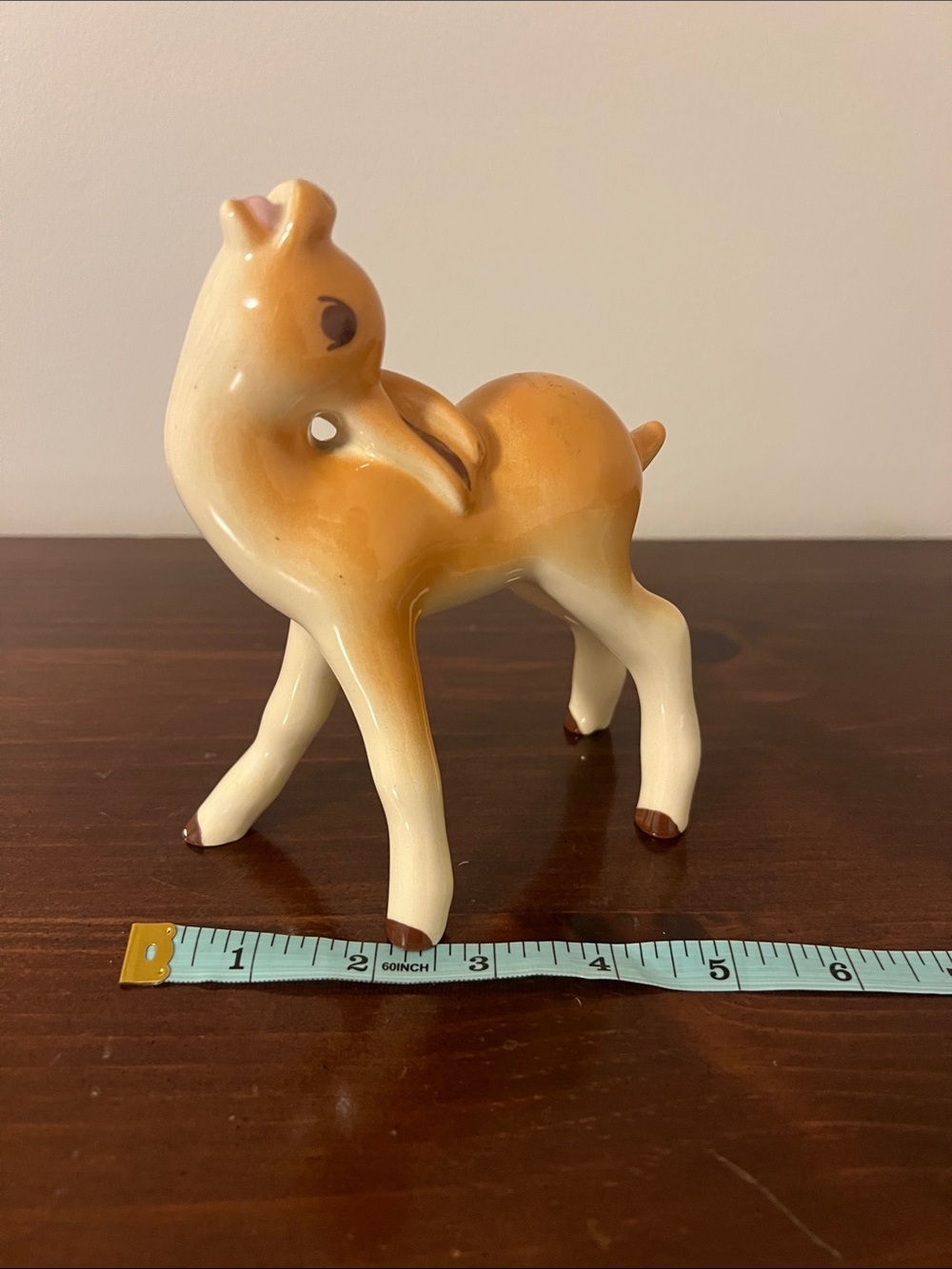 Source Unknown Tan and Cream Ceramic Fawn Figurine